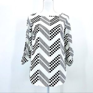 Coco Love Tunic Blouse Top Black And White Dot S Small